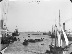 Ships and boats in harbor, ca.1893-1920