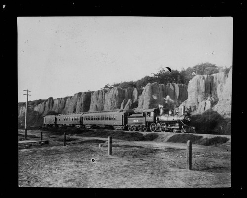 Southern Pacific train on beach