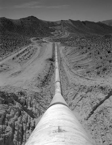 A completed section of the Jawbone Canyon Siphon for the second Los Angeles Aqueduct