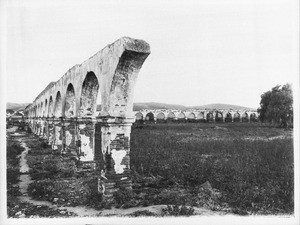 Mission San Luis Rey de Francia, showing the quadragle arches, California, ca.1900