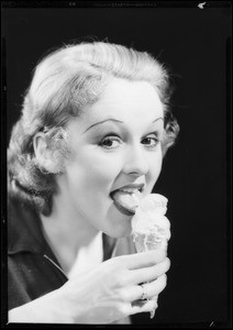 Girl eating ice cream cone (Caryl Lincoln), Southern California, 1932