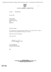 [Letter from PRG Redshaw to Lisa Layfield regarding a hard copy of the Excel spreadsheet relating to this seizure]