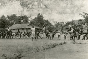 Games in the mission station of Mfoul, in Gabon