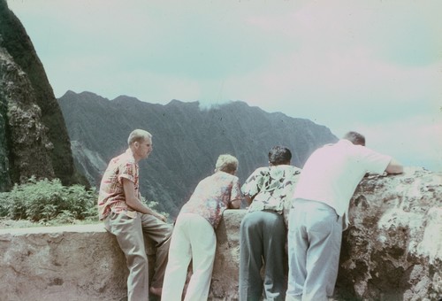 Robert Huffer, Deane Carlson, Richard Y. Morita, and Arthur E. Maxwell shown here in Honolulu, Hawaii, during a break from the MidPac Expedition (1950). 1950