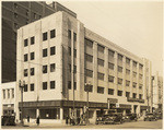 [Exterior full front view Sawyer School of Business building, 8th Street and Flower Street, Los Angeles]