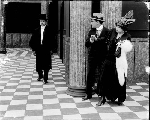 Albert Morrison, William Pike and Beatriz Michelena in the California Motion Picture Corporation production of The Unwritten Law, San Rafael, released in 1916 [photograph]