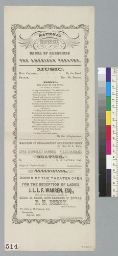 National Independen'e [sic] order of exercises at the American Theatre