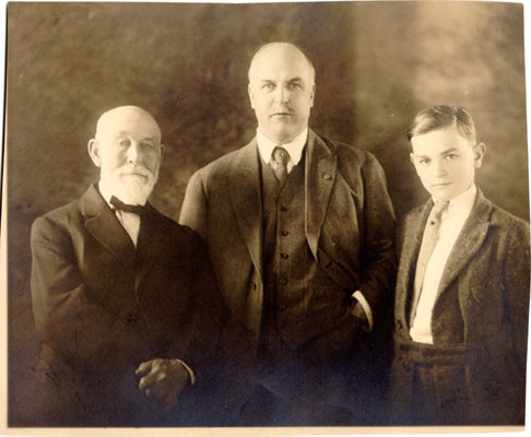 [James Rolph, Jr. with his father and son]