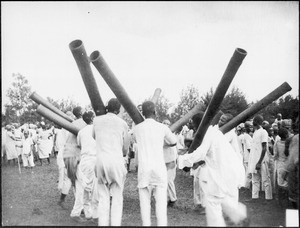 Harvest dance of male youths in Moshi, Tanzania, ca.1913-1938