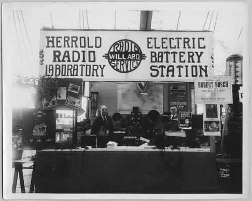 Charles Herrold in radio lab booth [ca. 1925]