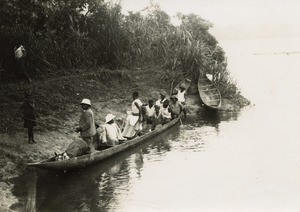 Missionary pirogue on the Sanaga river, in Cameroon