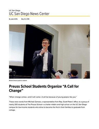 Preuss School Students Organize “A Call for Change”