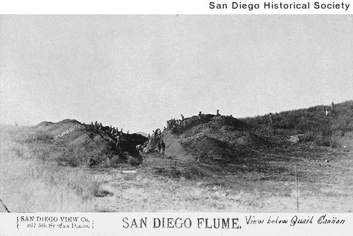 The San Diego Flume under construction in Quail Canyon