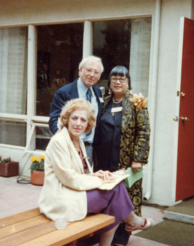 Lily Lum Chan with two others at Steven House, UCLA