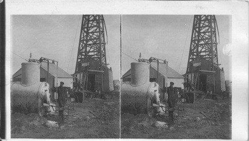 Drilling Well, Showing Oil Burning Boiler. Quay Oil Field. Oklahoma