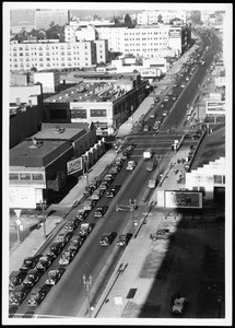 Birdseye view of Wilshire Boulevard looking north-west, ca.1937