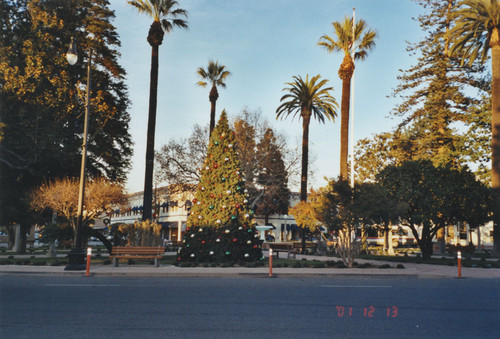 Plaza Park with Christmas tree, Orange, California, 2001