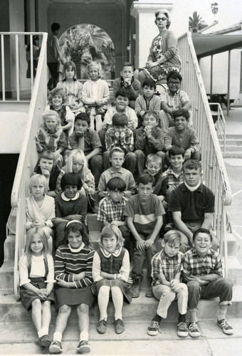 Avalon Schools, Mrs. Burgess' third and fourth grade class, 1966-1967, Avalon, California (front)