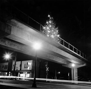Christmas tree on BART tracks