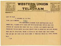 Telegram from [Thaddeus Joy] to Julia Morgan, March 12, 1923