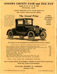 Advertisement for Sonoma County Fair and Egg Day, August 15-19, 1923