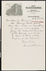 Donald Robertson, letter, 1911-07-25, to Hamlin Garland