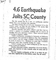 4.6 Earthquake Jolts SC County