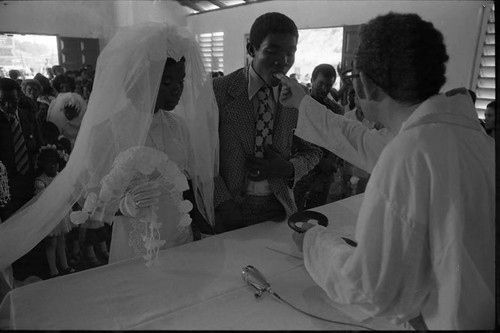 Priest celebrating a wedding, San Basilio de Palenque, 1975