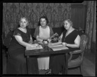 Mrs. Mortimer H. Singer, Fay Lesser, and Mrs. Harry A. Holzer of the Helping Hands, Los Angeles, 1936