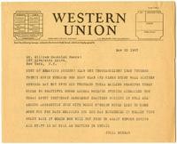 Telegram from Julia Morgan to William Randolph Hearst, November 20, 1927