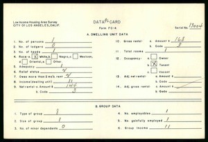 WPA Low income housing area survey data card 96, serial 13004