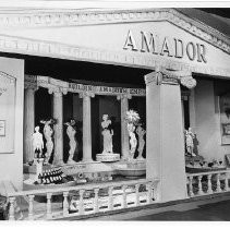 View of Amador County's exhibit booth at the California State Fair. This was the last fair held at the old fair grounds