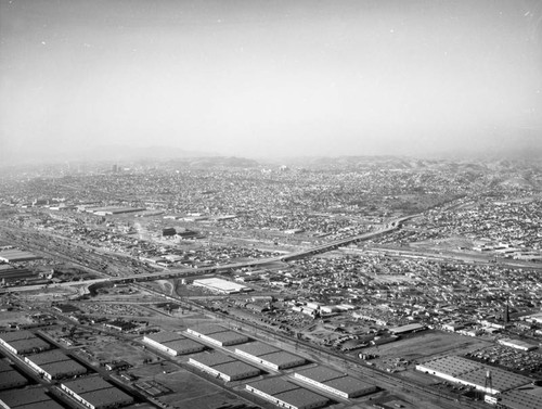 Long Beach Freeway and Washington Boulevard, looking northwest