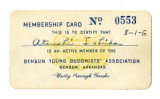 Denson Young Buddhists' Association membership card