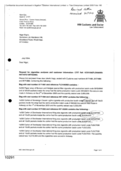 [Letter from Ken Ojo to Nigel Espin regarding request for cigarettes analysis and customer information-CTIT]
