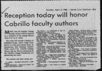 Reception today will honor Cabrillo faculty authors