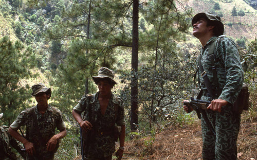 Armed soldiers on patrol, Guatemala, 1982