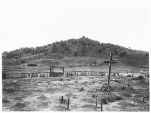 Cemetery and distant view of the Mission Santa Ysabel, San Diego, ca.1902