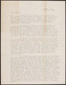V.W. Peters, letter, 1939.3.27, Kimhwa, Korea, to Father, Rosemead, California, USA