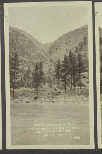 Green River Investigation: Side Canyon on north (left) side, 1 1/4 miles below Eagle Creek