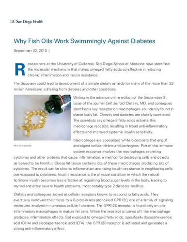 Why Fish Oils Work Swimmingly Against Diabetes