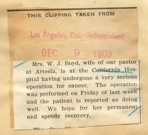 Mrs. W. J. Boyd hospitalized