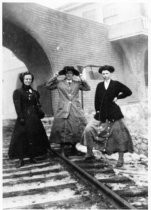 Women on train tracks at Tavern of Tamalpais, circa 1910