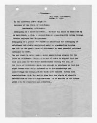 Telegram from J. D. Black to James Rolph Jr