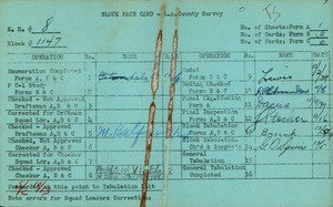 WPA block face card for household census (block 1147) in Los Angeles County