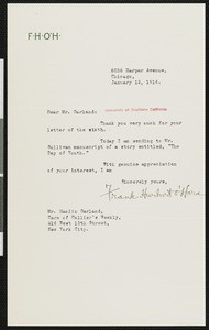 Frank Hurburt O'Hara, letter, 1916-02-12, to Hamlin Garland