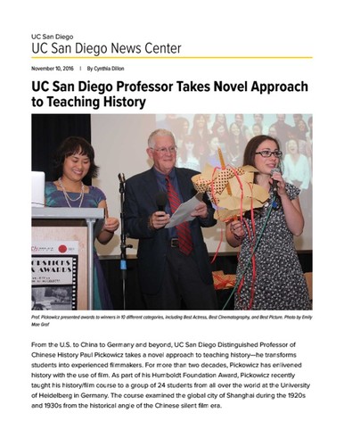 UC San Diego Professor Takes Novel Approach to Teaching History