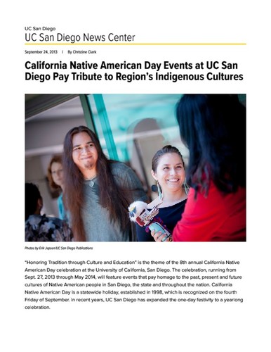 California Native American Day Events at UC San Diego Pay Tribute to Region’s Indigenous Cultures