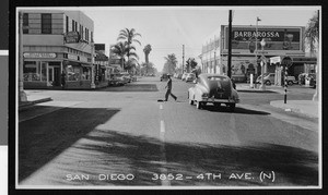 View down 4th Avenue in San Diego, ca.1948