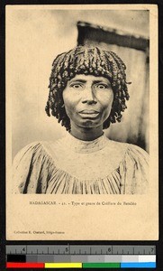 Bust portrait of a woman wearing western dress, Madagascar, ca.1920-1940